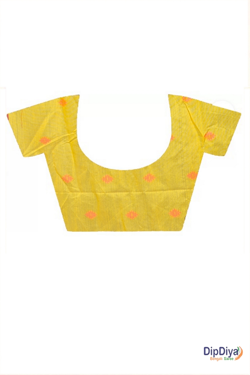 Yellow Red Cotton Blended Parul Hand Loom Saree (550)